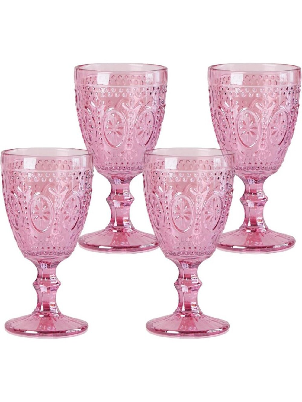 Vintage Pink Wine Glasses - 11oz Elegant Drinking Glasses for Home & Parties